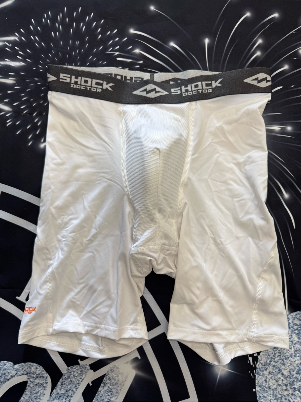 Shock Doctor Men's White Athletic Compression Shorts WITH Cup Brand NEW